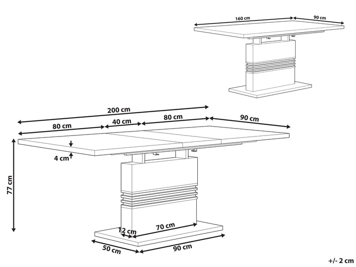 Santana Extending Dining Table 160-200 x 90 cm White