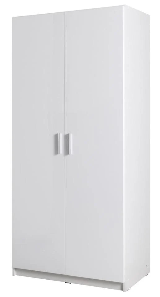 White wardrobe with two doors on a white background