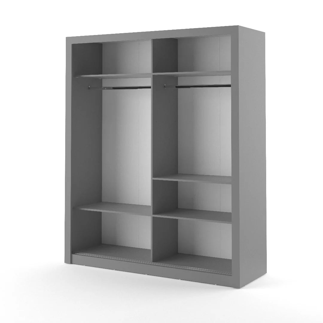 Isabella Sliding Door Wardrobe 181cm Grey Matt
