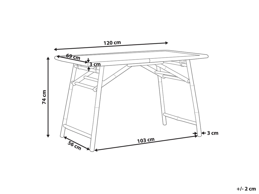 Molise Garden Dining Table 120 cm 69 cm Bamboo Wood Light Brown
