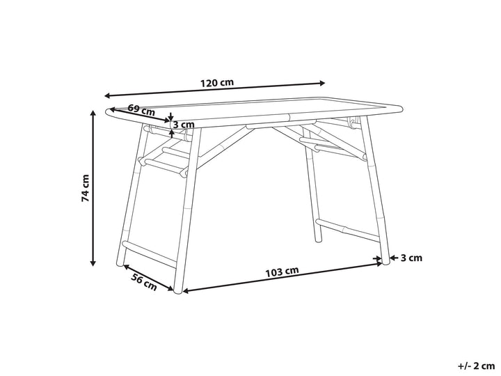 Molise Garden Dining Table 120 cm 69 cm Bamboo Wood Light Brown