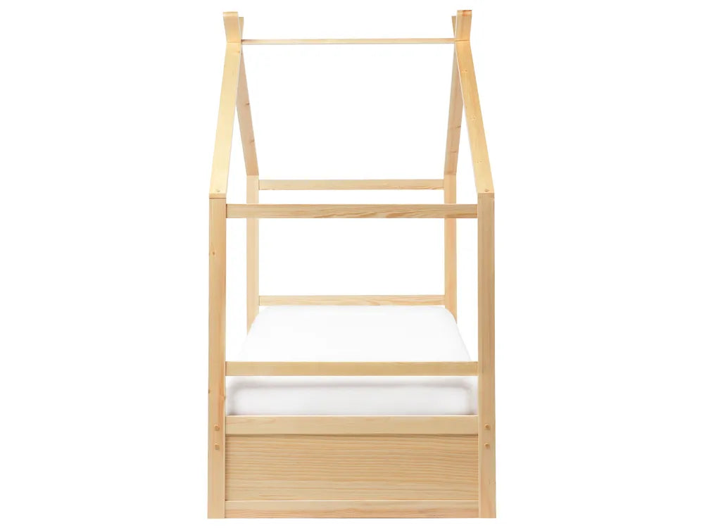 Kids Bed House Pine Wood 90 x 200 cm (EU Single) with Storage Light Brown Maranto