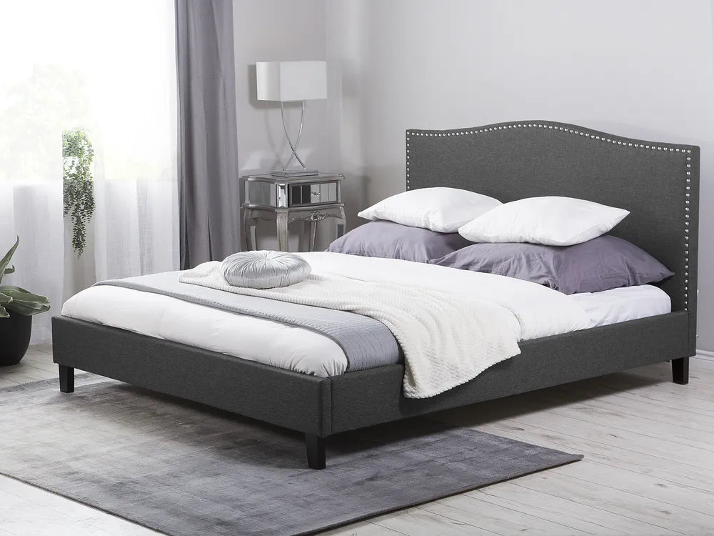 Modern fabric bed with multicolour LED panel