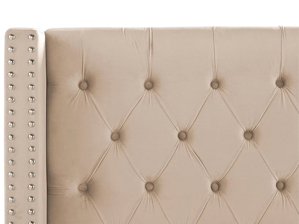 Bed Velvet 160 x 200 cm (EU King Size) Beige Harlow