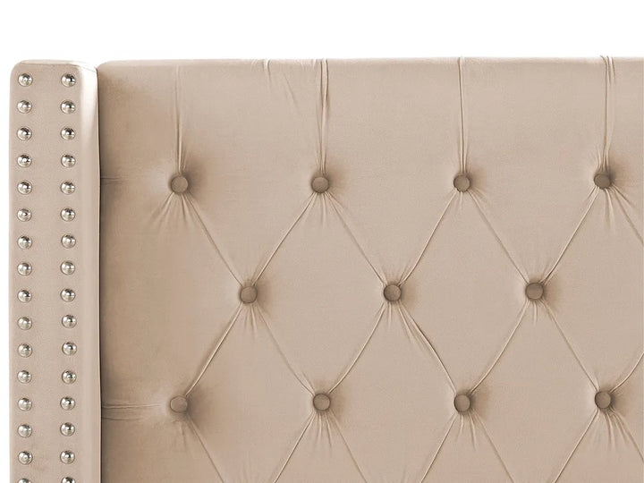 Bed Velvet 160 x 200 cm (EU King Size) Beige Harlow