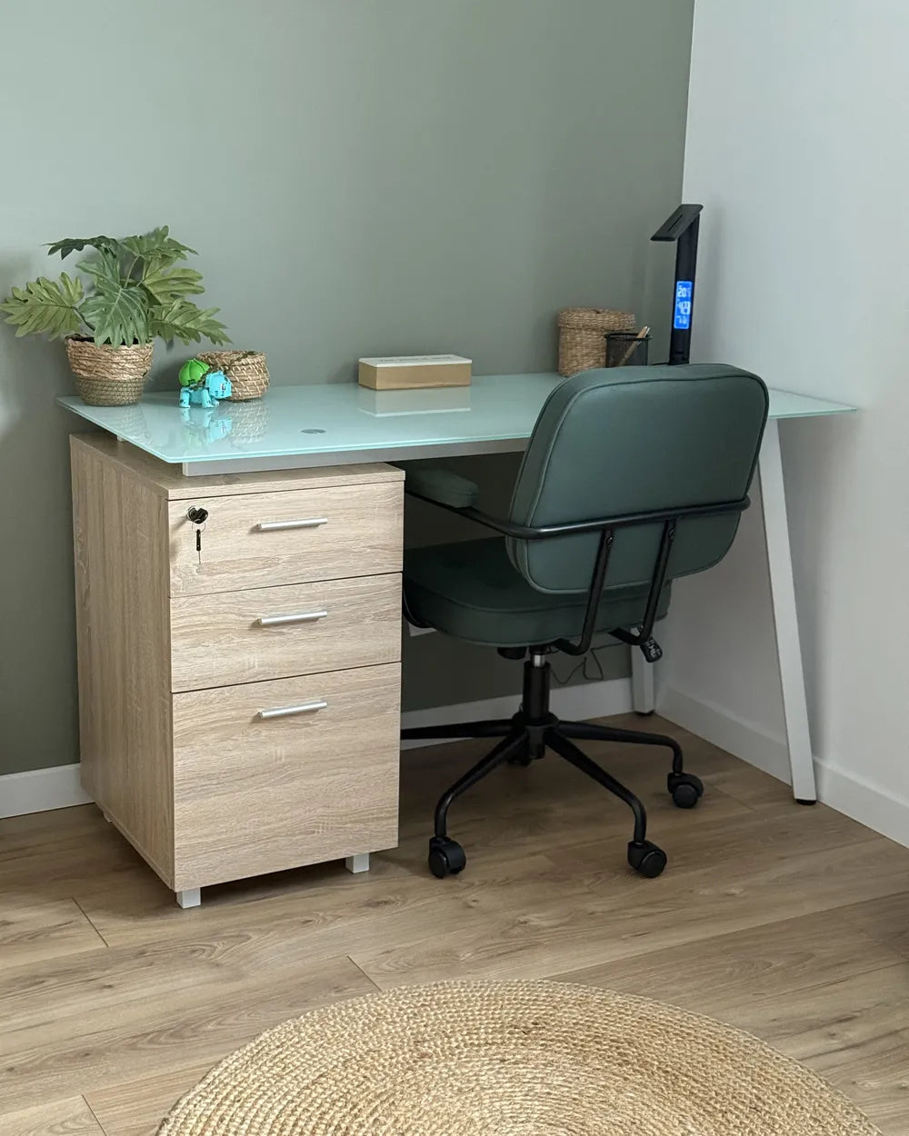 Desk Chair Fabric Dark Green Laurren