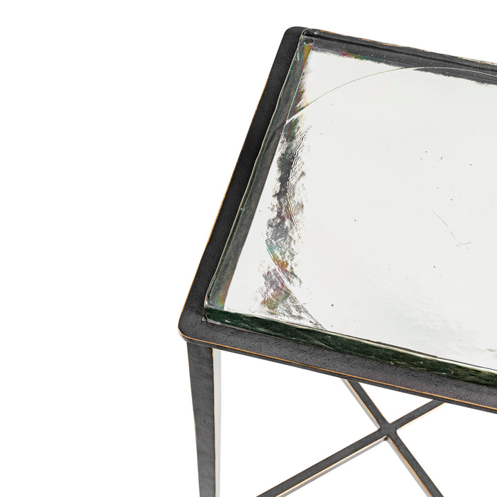 Libra Stella Square Glass Top Side Table