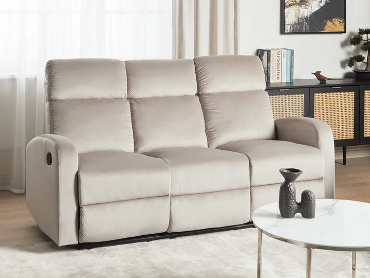 Manual Recliner Sofa 3 Seater Velvet Taupe Linnzi