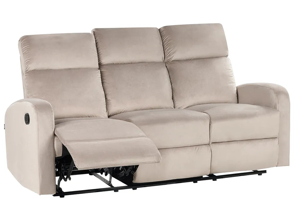 Manual Recliner Sofa 3 Seater Velvet Taupe Linnzi