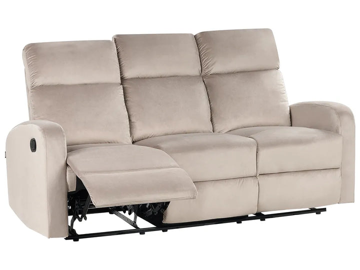 Manual Recliner Sofa 3 Seater Velvet Taupe Linnzi