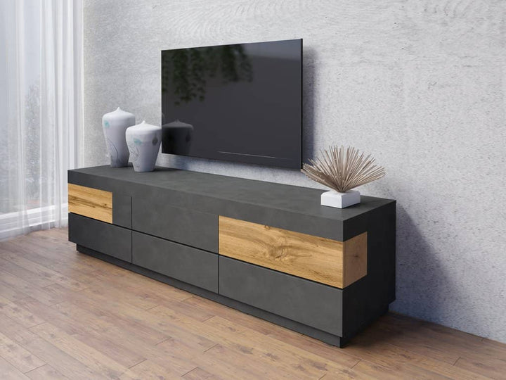 Sleek Silke 40 TV Cabinet 206cm - Matera & Wotan Oak