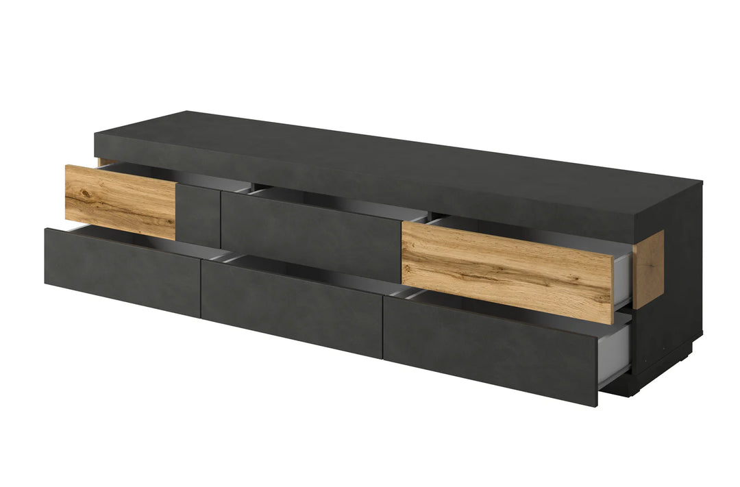 Sleek Silke 40 TV Cabinet 206cm - Matera & Wotan Oak