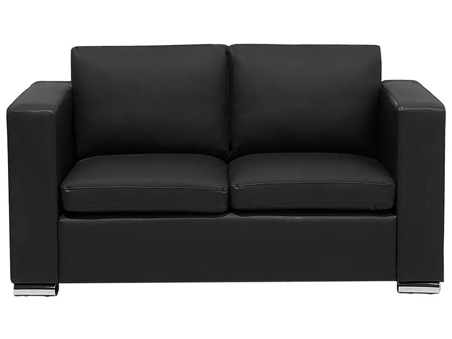 black leather 2 seater sofa with removable cushions