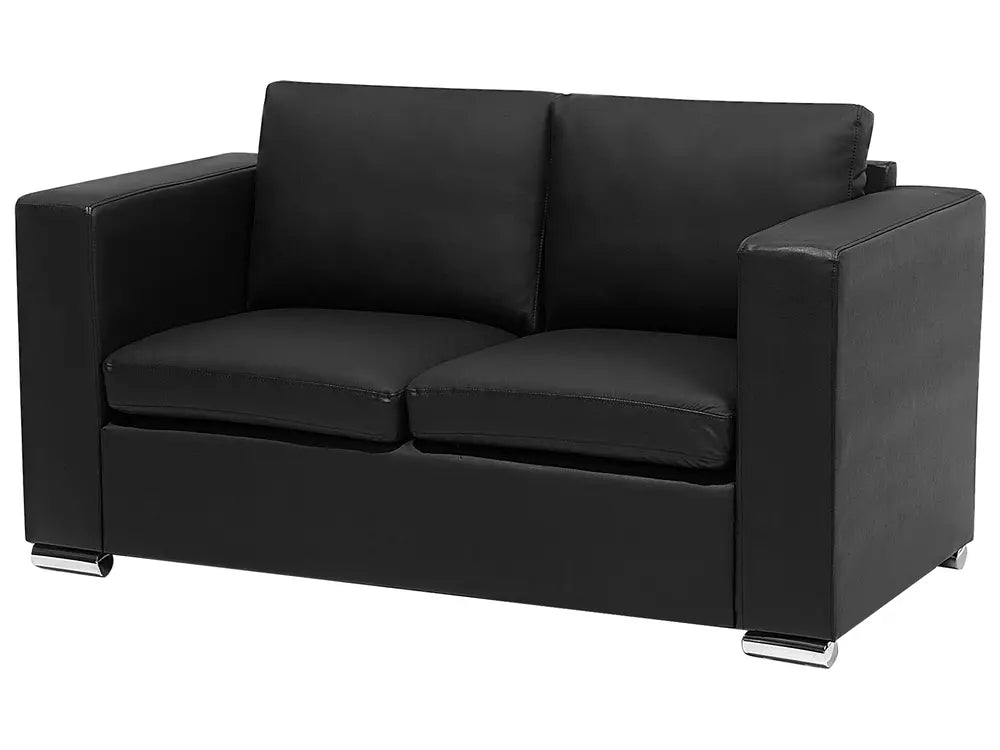 Sofa 2 Seater Leather Black Ambler