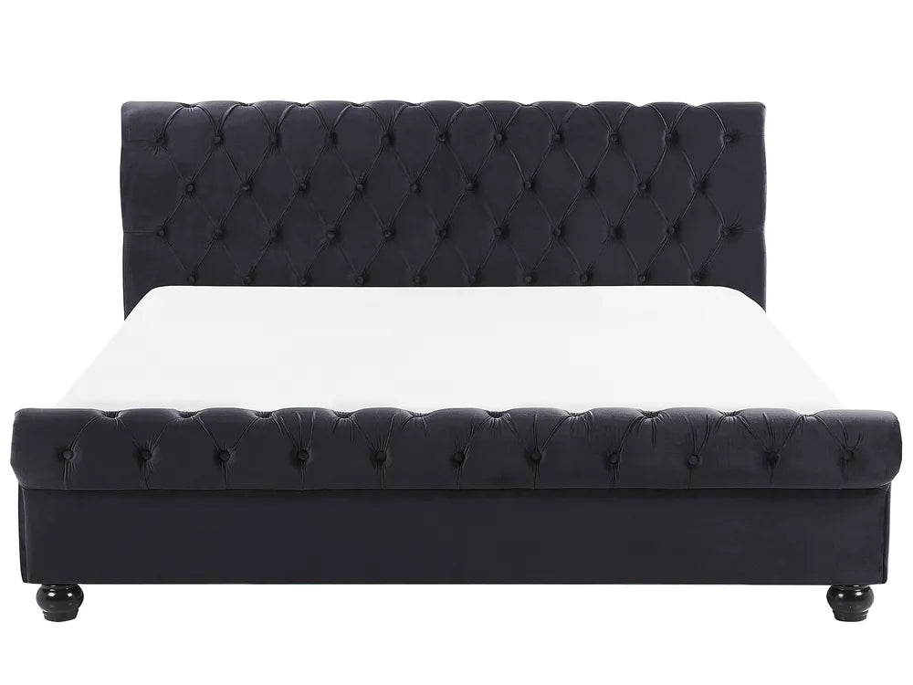 Waterbed Velvet 180 x 200 cm (EU Super King) Black Duluth