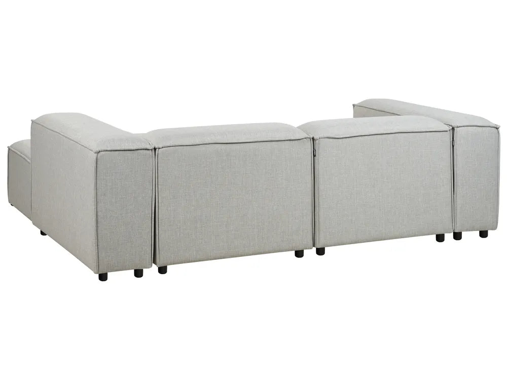 Modular Corner Sofa 3 Seater Fabric Light Grey with Ottoman Left Hand Oakham