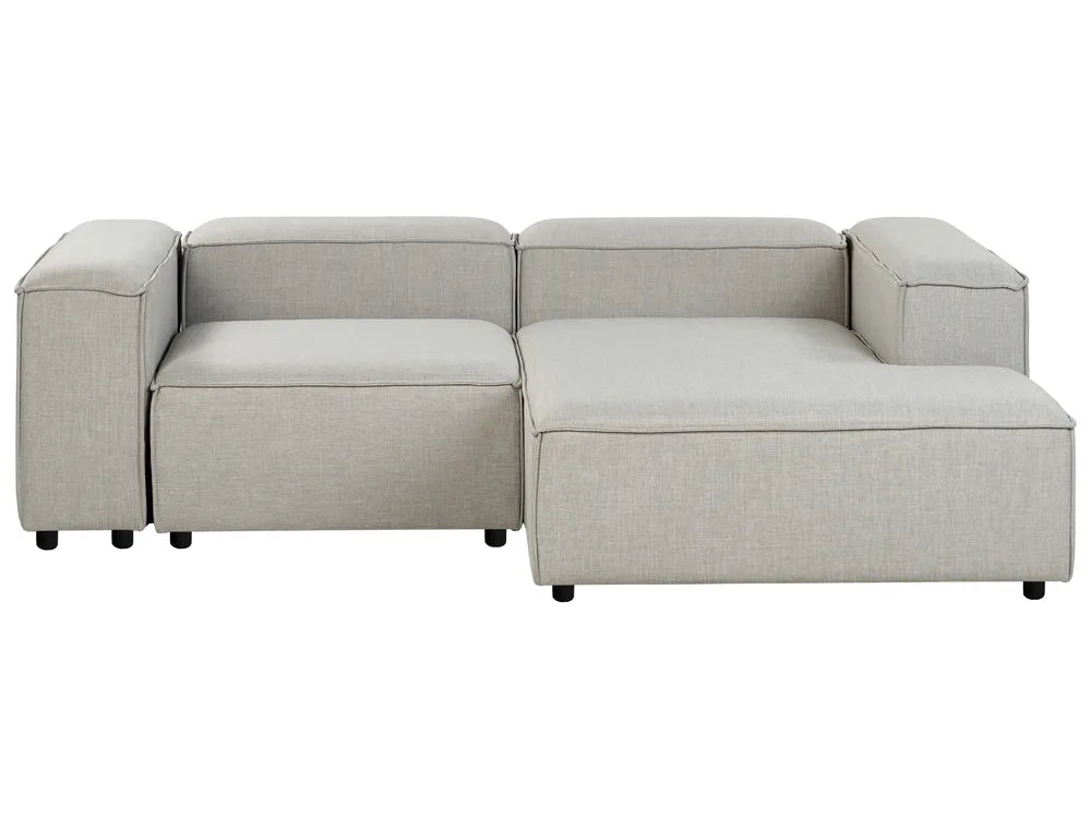 Modular Corner Sofa 3 Seater Fabric Light Grey with Ottoman Left Hand Oakham