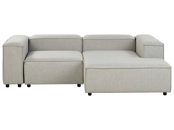 Modular Corner Sofa 3 Seater Fabric Light Grey with Ottoman Left Hand Oakham