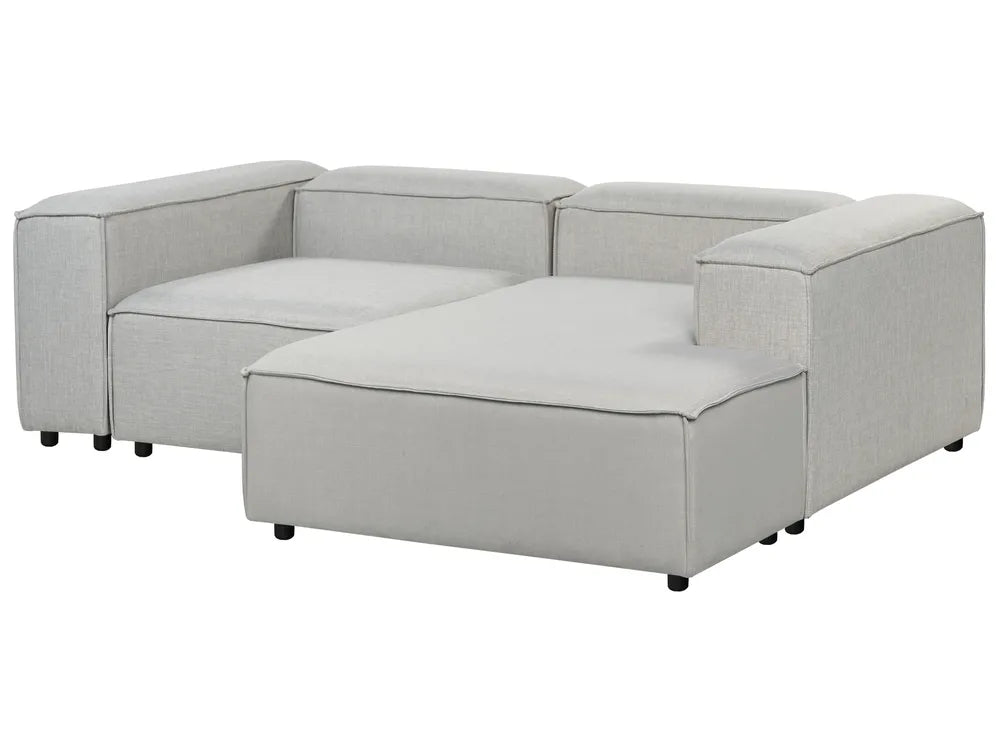 Modular Corner Sofa 3 Seater Fabric Light Grey with Ottoman Left Hand Oakham