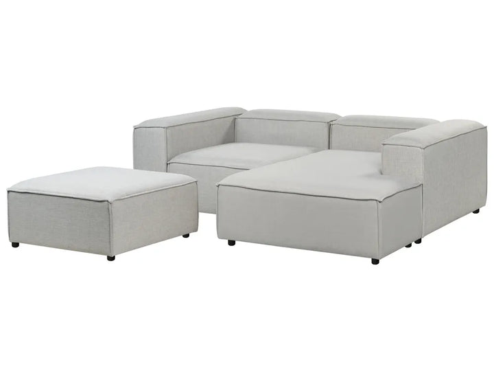 Modular Corner Sofa 3 Seater Fabric Light Grey with Ottoman Left Hand Oakham