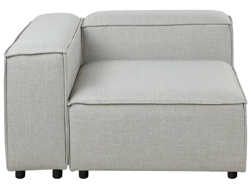 Modular Corner Sofa 3 Seater Fabric Light Grey with Ottoman Left Hand Oakham