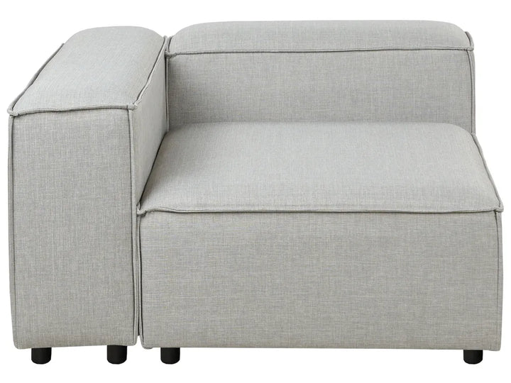 Modular Corner Sofa 3 Seater Fabric Light Grey with Ottoman Left Hand Oakham