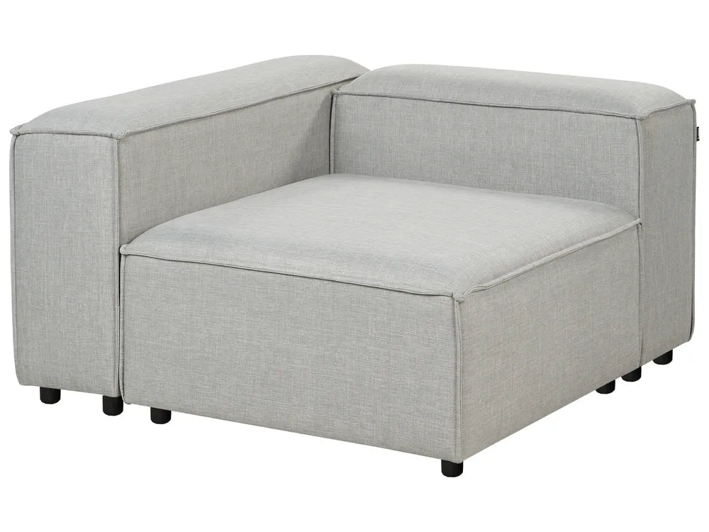 Modular Corner Sofa 3 Seater Fabric Light Grey with Ottoman Left Hand Oakham