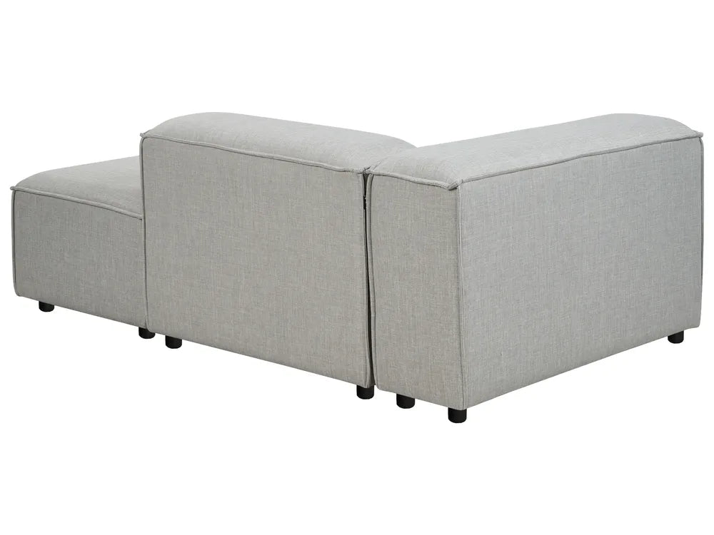 Modular Corner Sofa 3 Seater Fabric Light Grey with Ottoman Left Hand Oakham