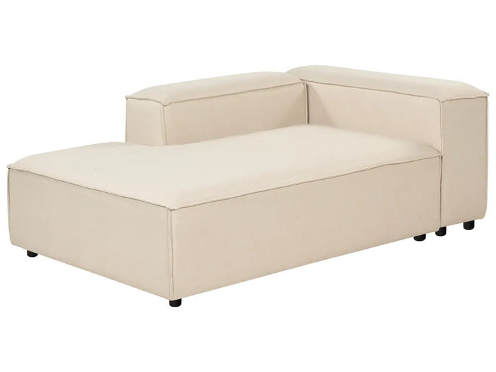 Modular Corner Sofa 3 Seater Fabric Beige with Ottoman Right Hand Oakham