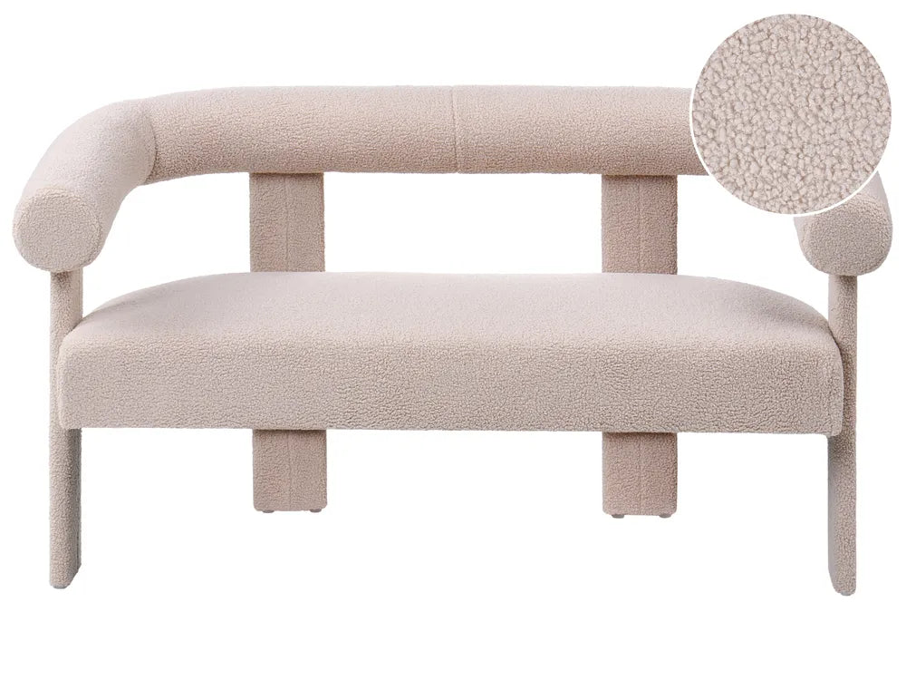 Sofa 2 Seater Boucle Light Beige Askolds