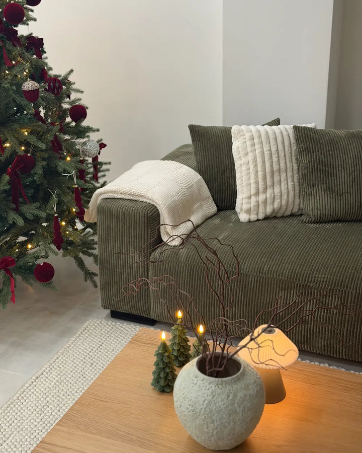 Corner Sofa 4 Seater Corduroy Green Left Hand Lecanto