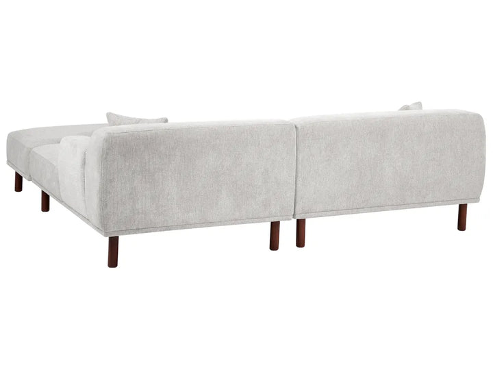 Corner Sofa 3 Seater Fabric Light Grey with Ottoman Left Hand Brekyn
