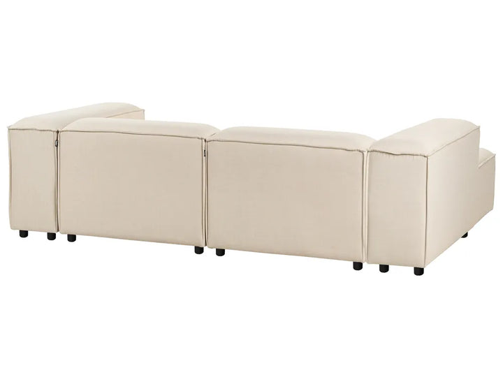 Modular Corner Sofa 3 Seater Fabric Beige with Ottoman Right Hand Oakham