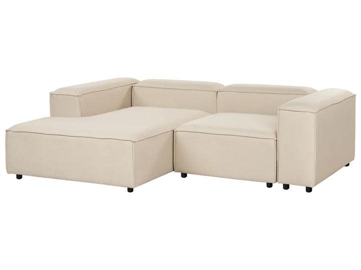 Modular Corner Sofa 3 Seater Fabric Beige with Ottoman Right Hand Oakham