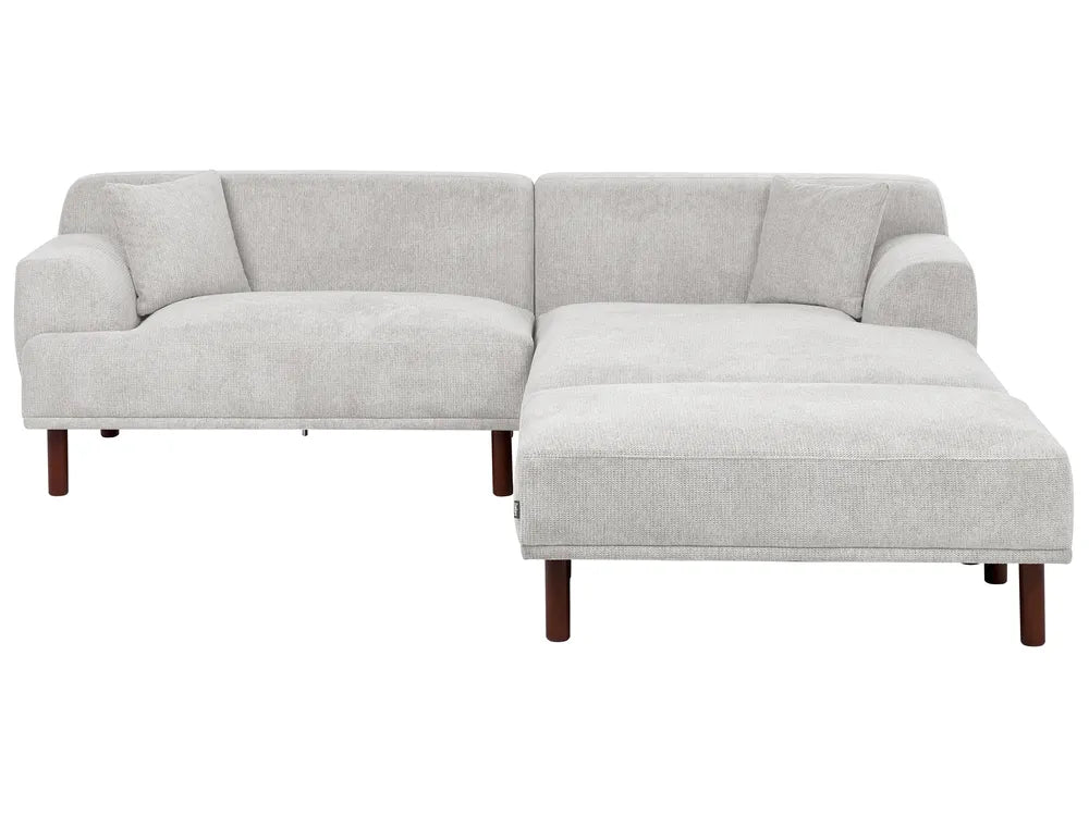 Corner Sofa 3 Seater Fabric Light Grey with Ottoman Left Hand Brekyn
