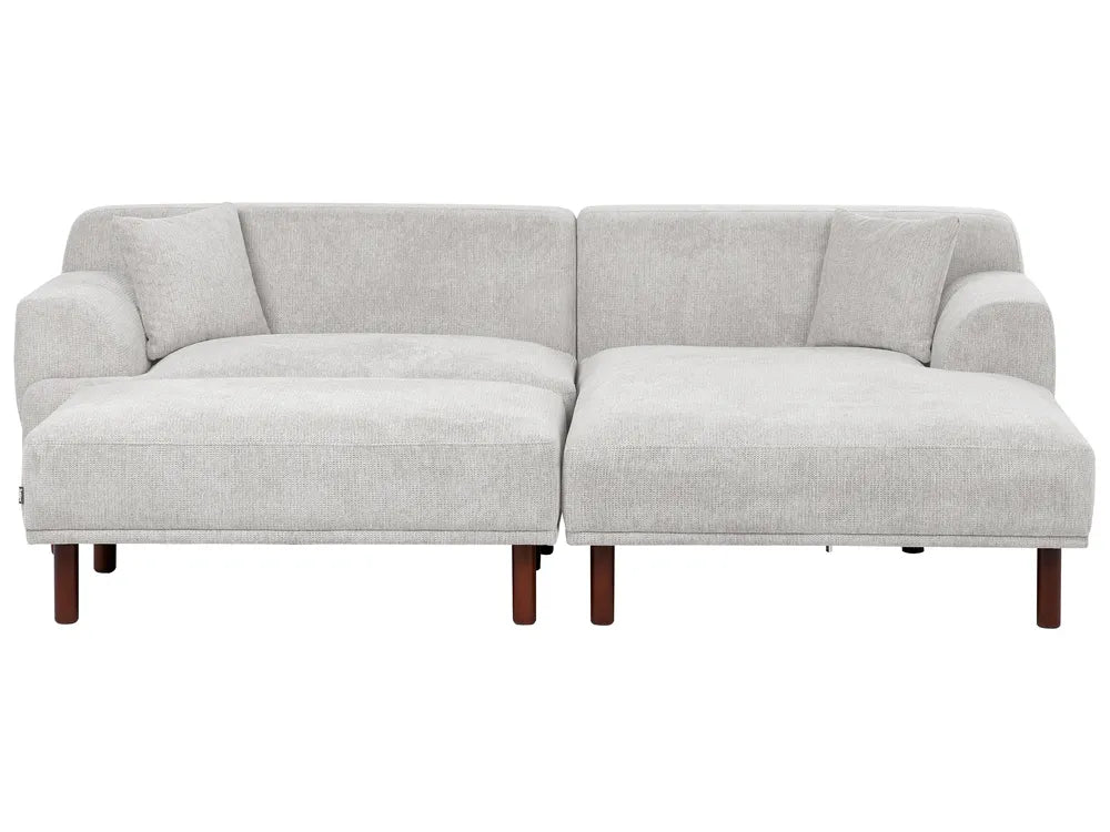 Corner Sofa 3 Seater Fabric Light Grey with Ottoman Left Hand Brekyn