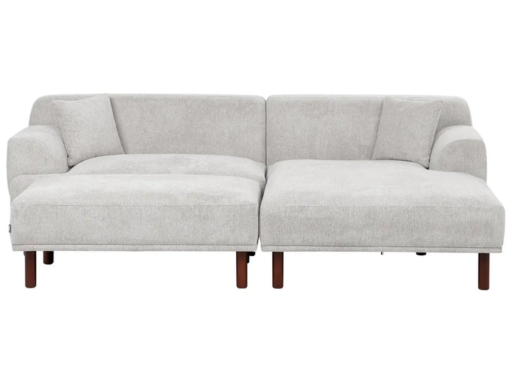 Corner Sofa 3 Seater Fabric Light Grey with Ottoman Left Hand Brekyn