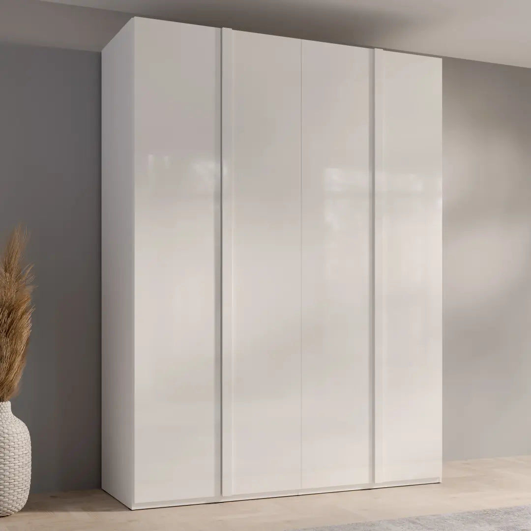 Italia 20 four door wardrobe 182cm white gloss modern bedroom storage