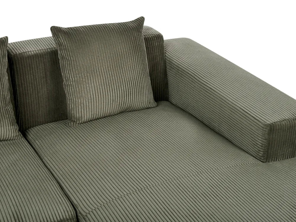 Corner Sofa 4 Seater Corduroy Green Left Hand Lecanto