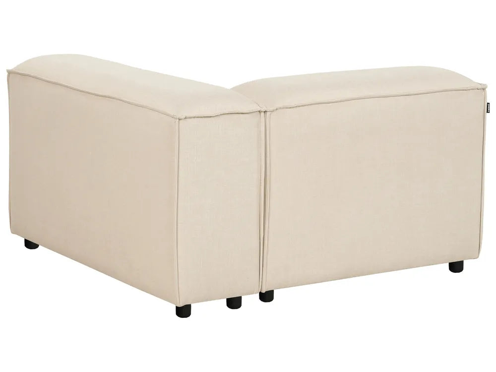 Modular Corner Sofa 3 Seater Fabric Beige with Ottoman Right Hand Oakham