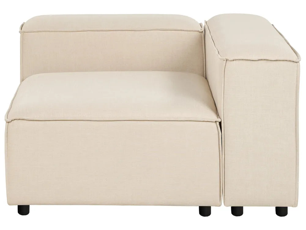 Modular Corner Sofa 3 Seater Fabric Beige with Ottoman Right Hand Oakham