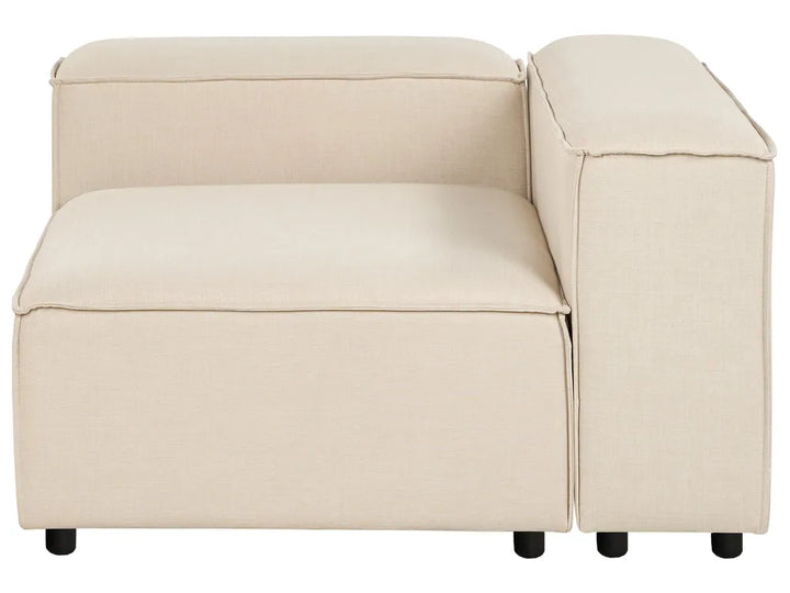 Modular Corner Sofa 3 Seater Fabric Beige with Ottoman Right Hand Oakham