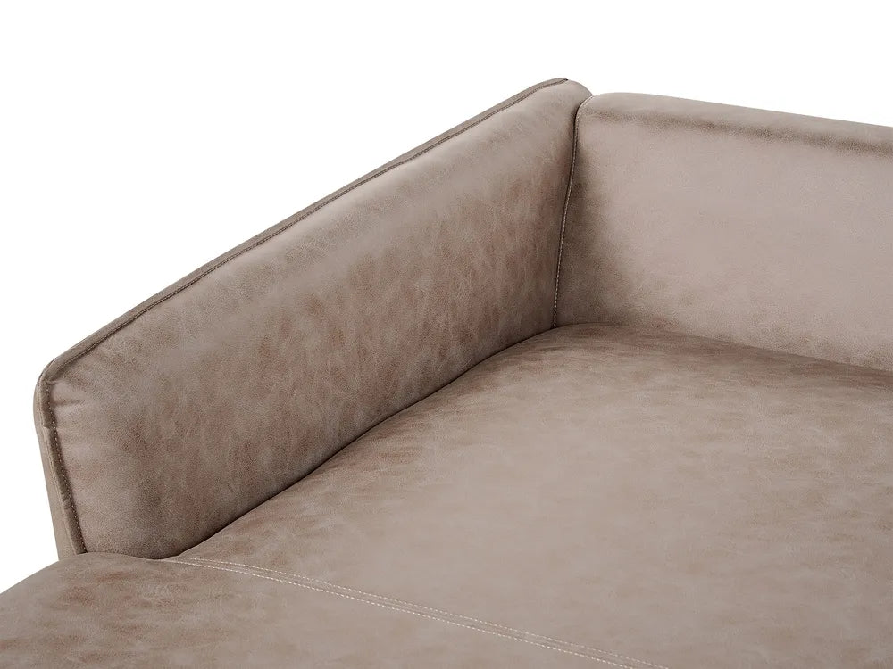 Corner Sofa 3 Seater Faux Suede Light Brown Right Hand Condrey