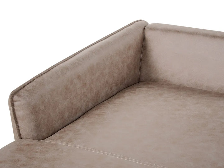 Corner Sofa 3 Seater Faux Suede Light Brown Right Hand Condrey