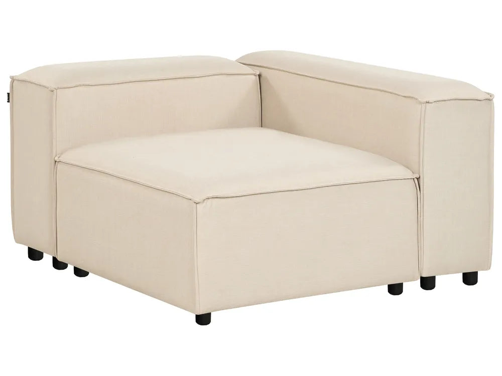 Modular Corner Sofa 3 Seater Fabric Beige with Ottoman Right Hand Oakham