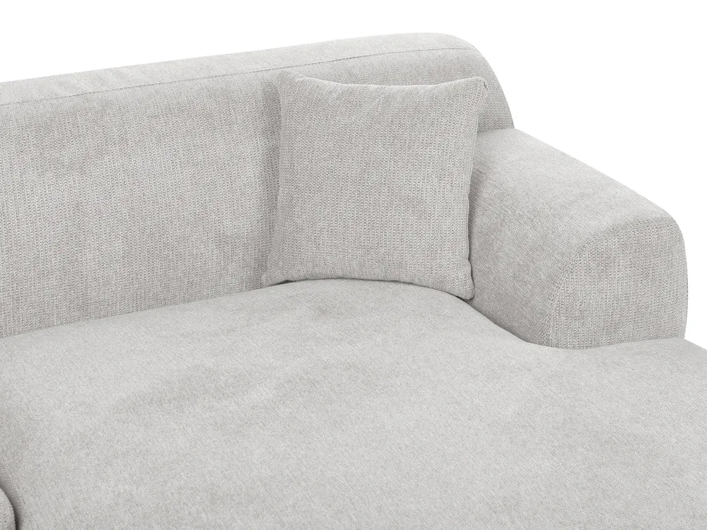 Corner Sofa 3 Seater Fabric Light Grey with Ottoman Left Hand Brekyn