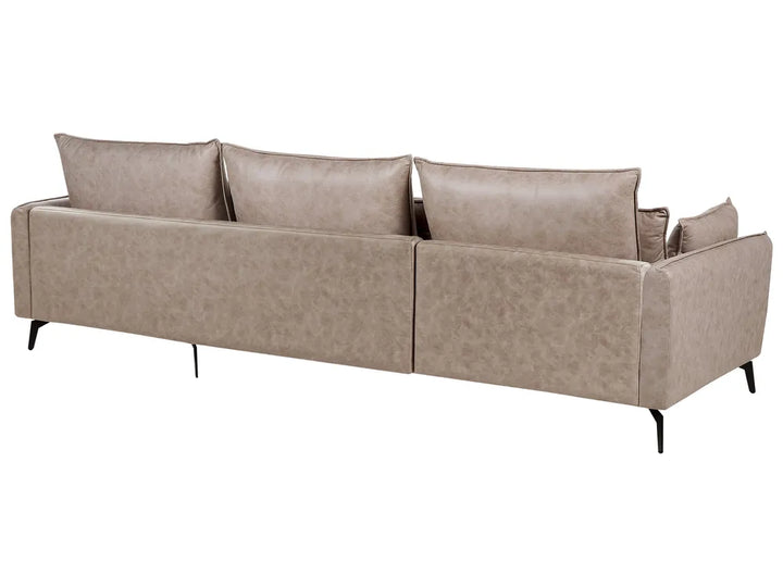 Corner Sofa 3 Seater Faux Suede Light Brown Right Hand Condrey