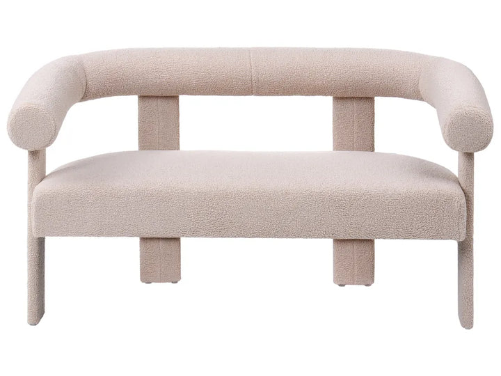 Beige fabric bench on a white background