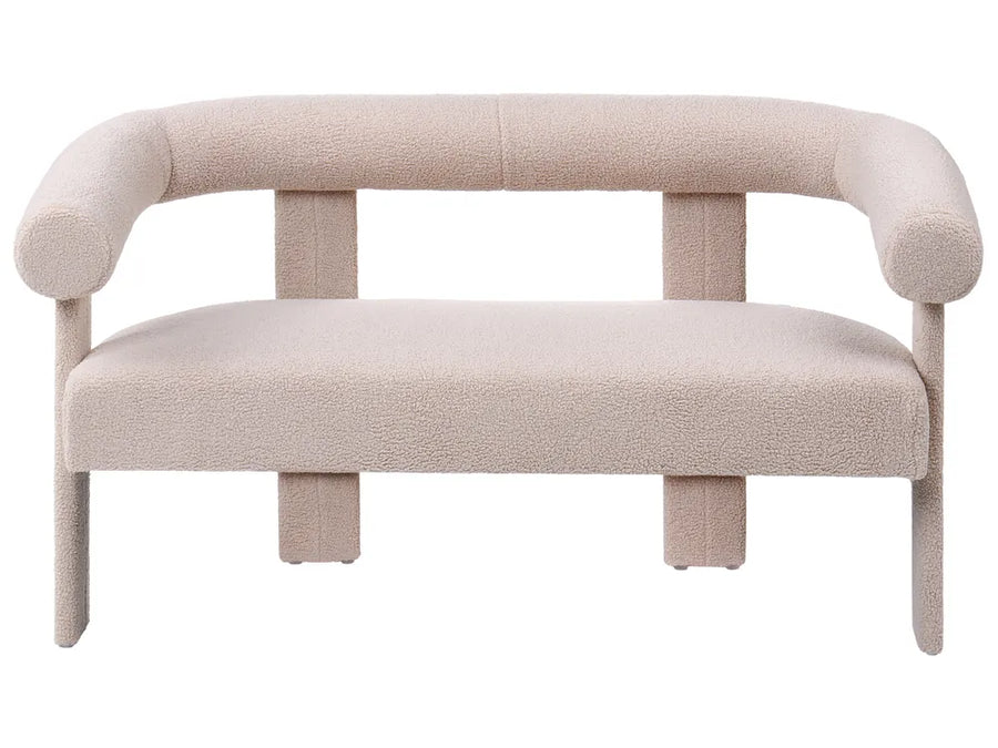 Beige fabric bench on a white background