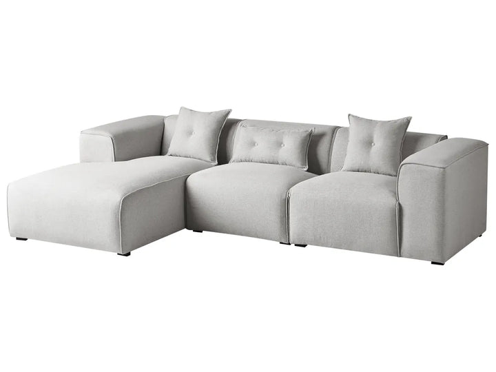 Corner Sofa 3 Seater Fabric Light Grey Right Hand Rafael
